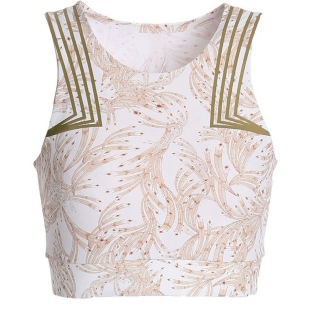 Lucas Hugh London Gold-leaf Athletic Crop Top